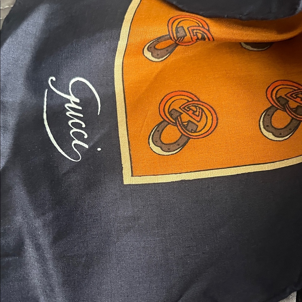 🔥Sale Gucci Dark Blue and Orange Patterned Scarf - Picture 2 of 7